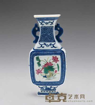 清乾隆 蓝料釉开框壁瓶 高16.5cm